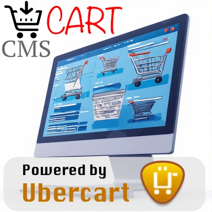 Interfaccia di gestione e-commerce Ubercart su Backdrop CMS con cruscotto ordini, catalogo prodotti e report vendite visibili su desktop e mobile