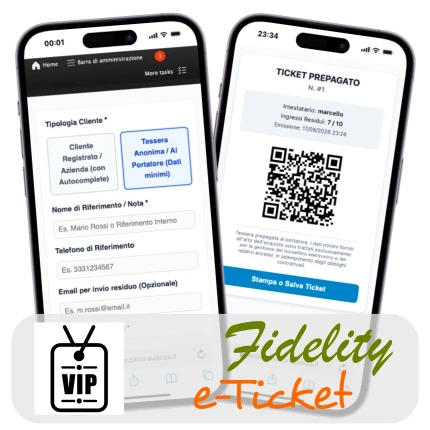 Gestione Ticket Prepagati QR, Ingressi a Scalare, Validazione Mobile