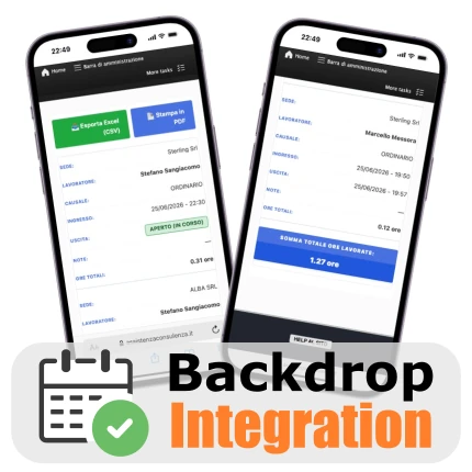 Interfaccia mobile del pannello report presenze QR-REP